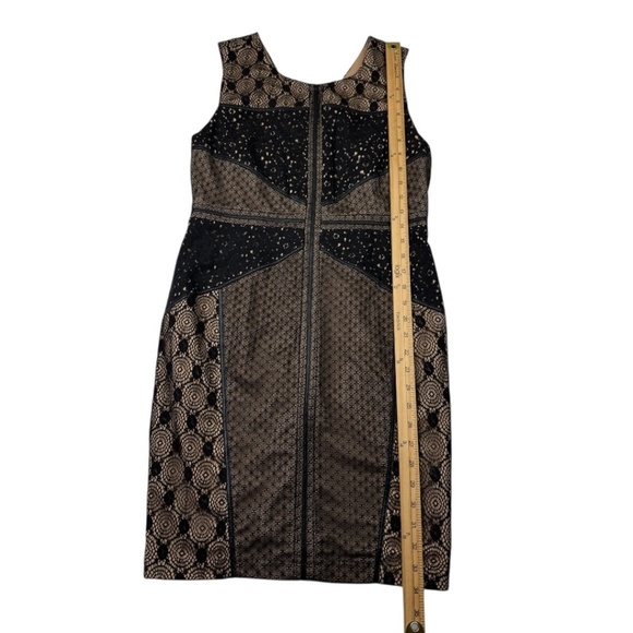 Anthropologie Heartloom Lace Topography Black & Nude Sheath Dress Size Medium - Picture 12 of 14